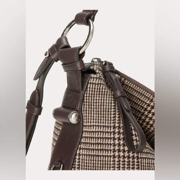 Ralph Lauren Collection *Fall '21 Lambswool Calfskin Trim Glenn-plaid Bridle Bag - Picture 5 of 16